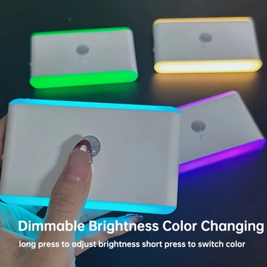 1pc USB Rechargeable LED Motion Sensor Light - Wall-Mounted, RGB Night Lighting for Corridors, Storage, Closets, Kitchens,