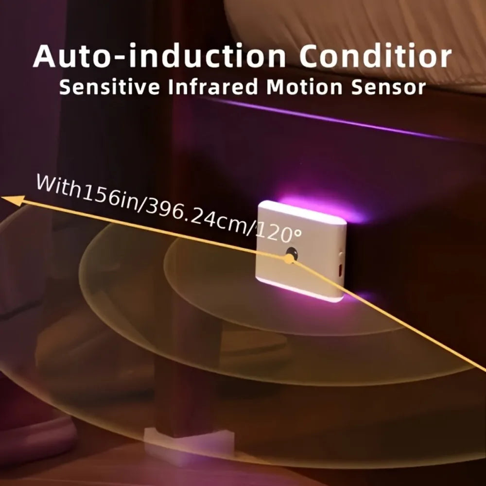 1pc USB Rechargeable LED Motion Sensor Light - Wall-Mounted, RGB Night Lighting for Corridors, Storage, Closets, Kitchens,