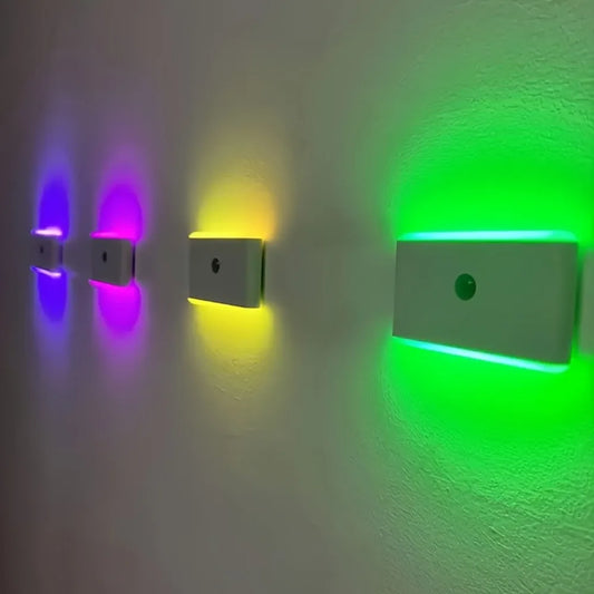 1pc USB Rechargeable LED Motion Sensor Light - Wall-Mounted, RGB Night Lighting for Corridors, Storage, Closets, Kitchens,