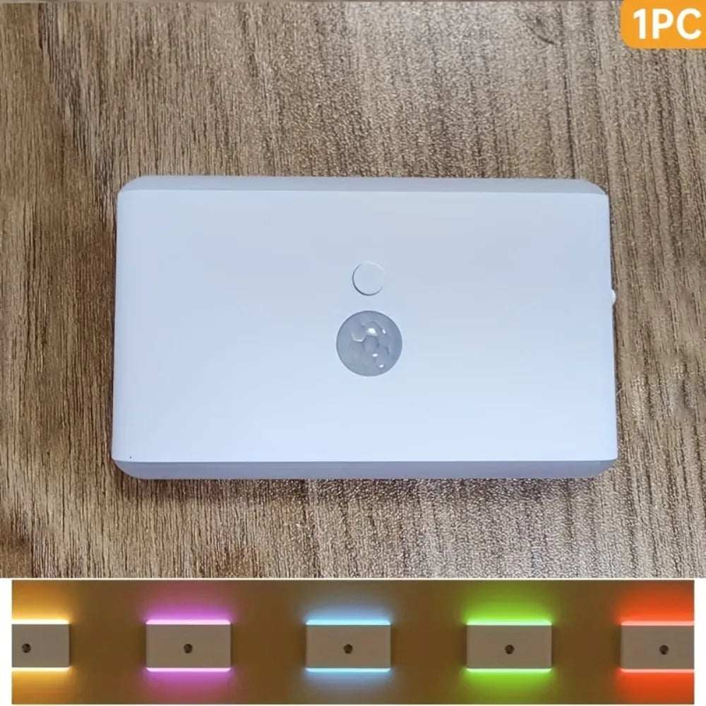 1pc USB Rechargeable LED Motion Sensor Light - Wall-Mounted, RGB Night Lighting for Corridors, Storage, Closets, Kitchens,