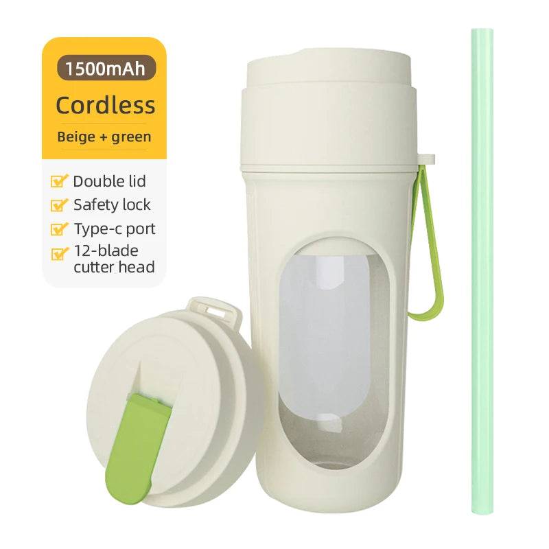 12 Blades Electric Portable Blender 350ML Juicer Fruit Mixers USB Rechargeable Smoothie Juicer Cup Squeezer Juice Maker