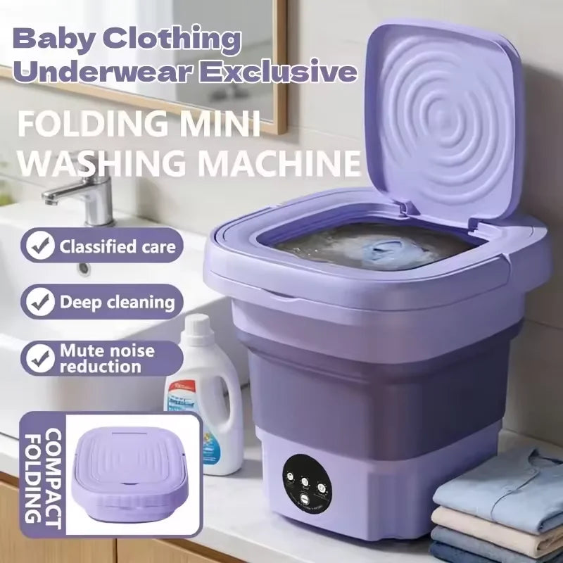8L Portable Folding Washing Machine Bucket for Clothes Socks Underwear Cleaning Washer Portable Small Travel Washing Machine